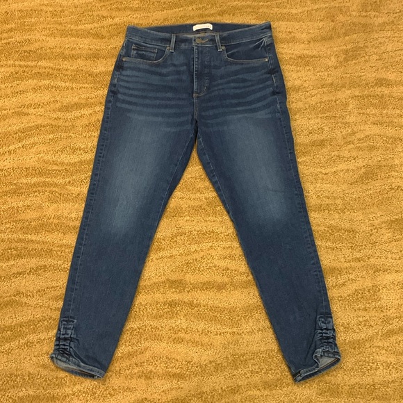 LOFT Skinny Crop Womens Size 31/12 Blue Jeans Ankle High Rise Dark Wash - Picture 1 of 13